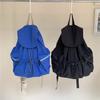 Women's Casual Backpack New Pleated Drawstring Nylon Backpack Women's Trend Large Capacity Flip Student Backpack for Girls