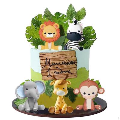 5 Pieces Animals Cake Toppers Sculpture Collectible Model Toys Statue Animal Figurines for