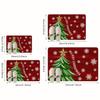 Christmas Snowflake Letter Star Tree Doormat, Machine Washable Flannel Rug with Back Glue for Indoor Outdoor Multi-Room Decor