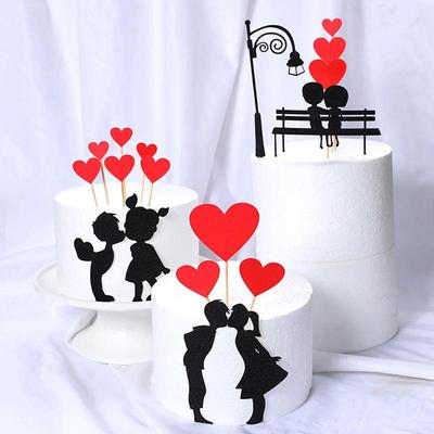 Set Topper per Cupcake Matrimonio Cuore d'Amore Dolci Amanti Topper per Torta per Anniversario San Valentino Decorazioni Torta per Festa