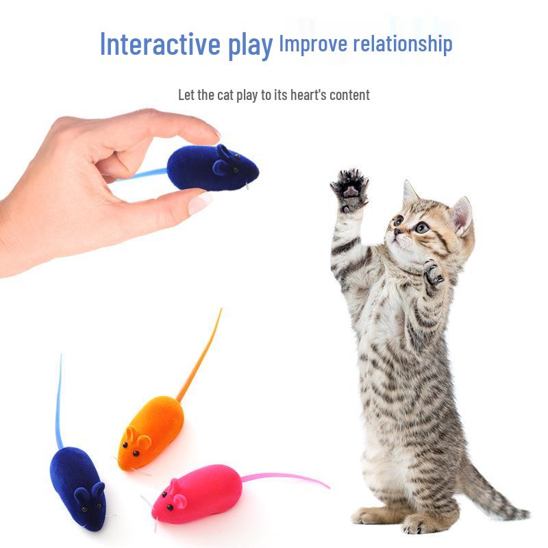 Vinyl Flocked Mouse Cat Toy with Sound for Kittens