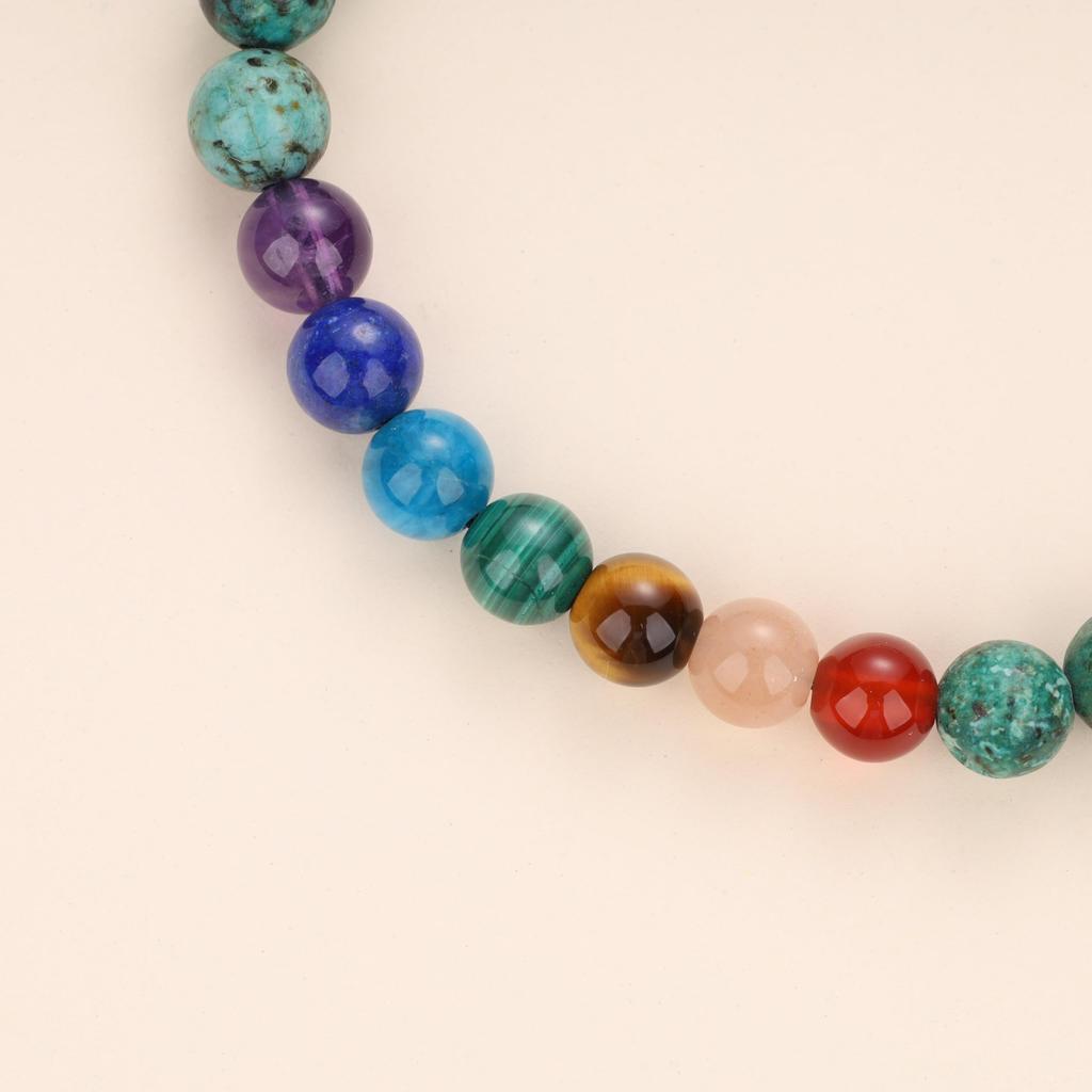 African Turquoise Chakra Prayer Beads Power Stone Bracelet for Women [KOAI] Seven-Color