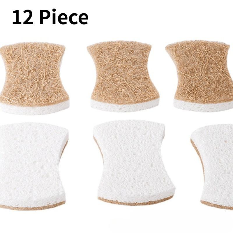 Natural Kitchen Sponges - Biodegradable, Compostable, Sustainable Wood Cellulose & Coconut Fiber Sponge for Dishes,Quick Drying