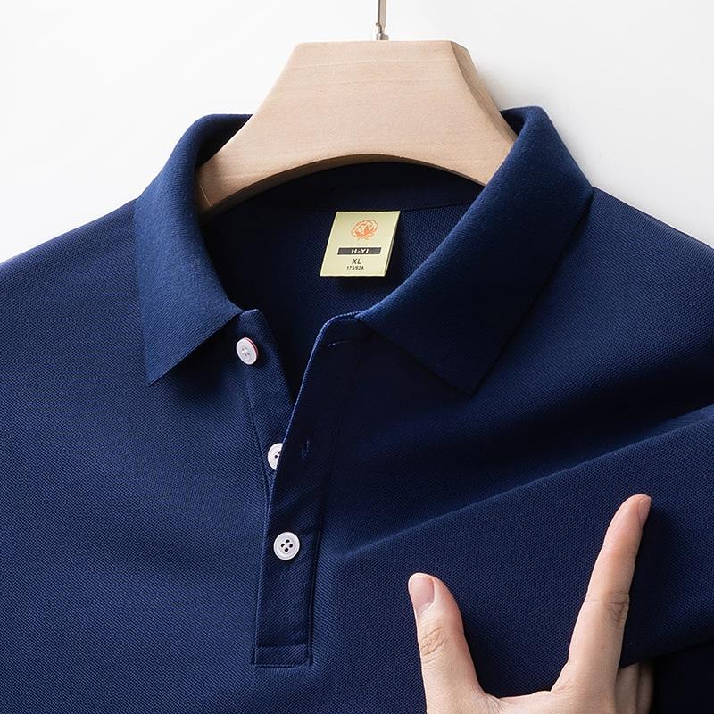 Summer Ice Short Sleeve Polo Shirt Men s Lapel Collar Casual T-Shirt Minimalist M тёмно-синий