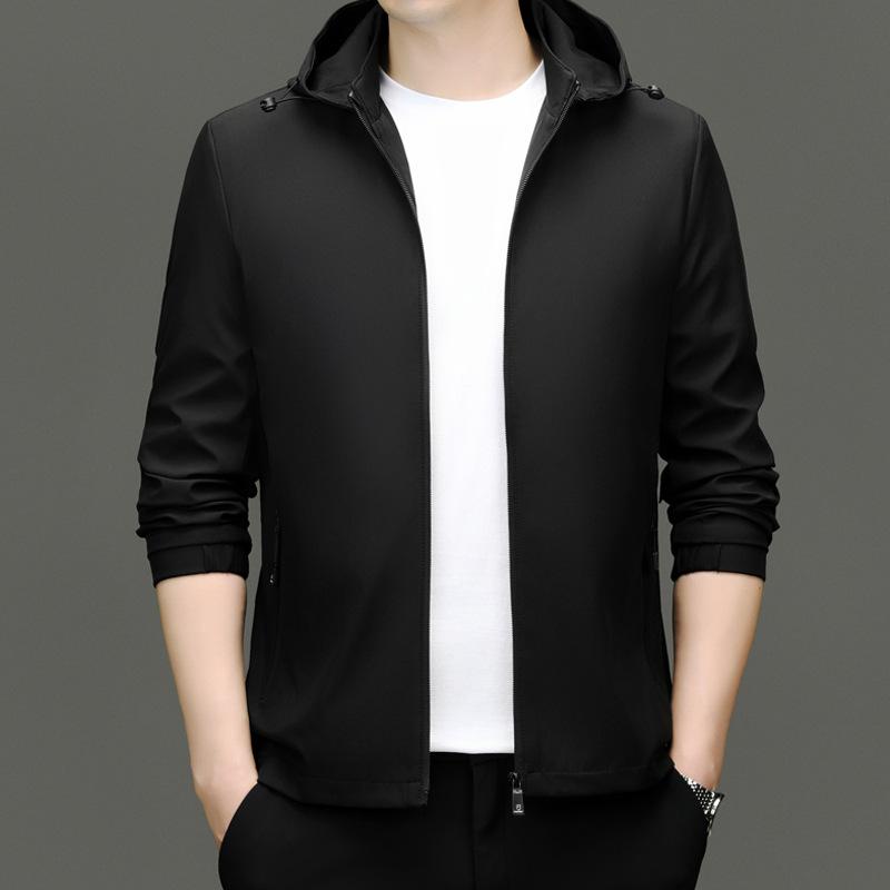 Young Men s Spring and Autumn Hooded Casual Jacket Solid Color Thin Jacket Fashion Trend Loose Jacket New Style for Men L