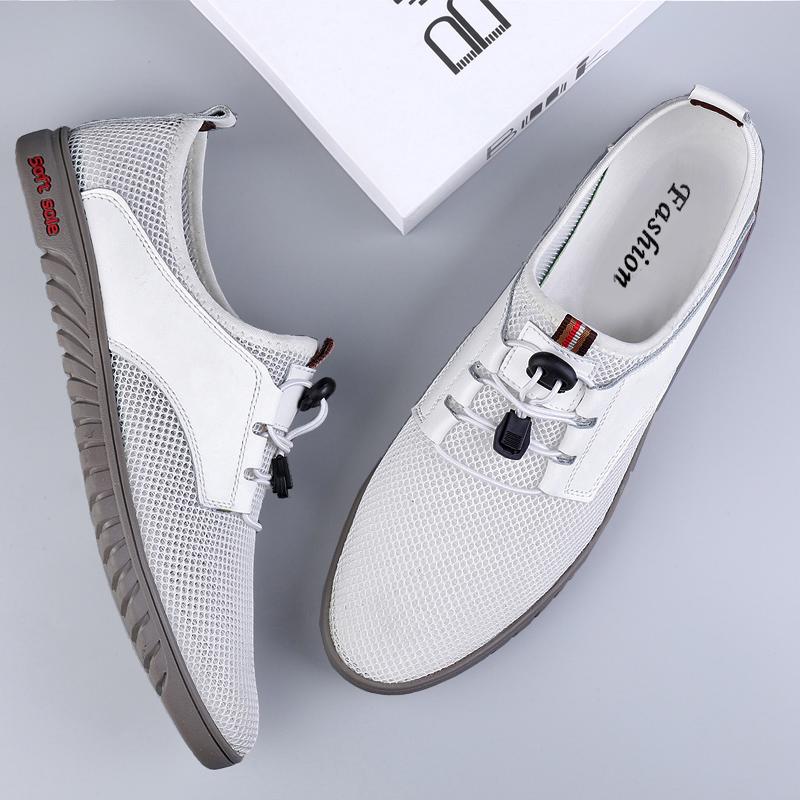 

Мужские высококачественные повседневные кроссовки, удобные, легкие, дышащие, летние туфли для вождения, для улицы, пляжа, отпуска, слипоны, сетчатая обувь 46 белый