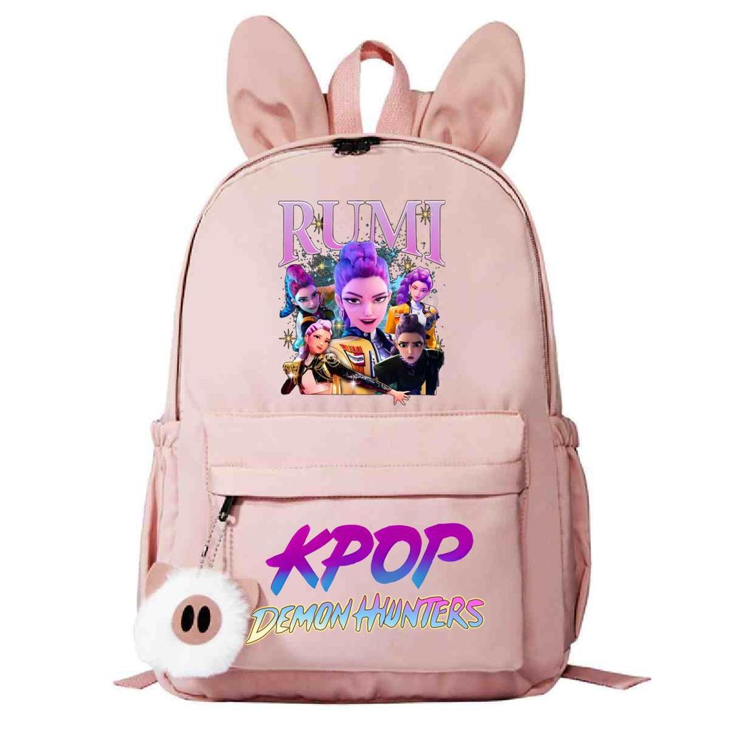 Kpop Anime Cartoon Print Student Korean Version Schoolbag Lightweight Cute Rabbit Ear Backpack