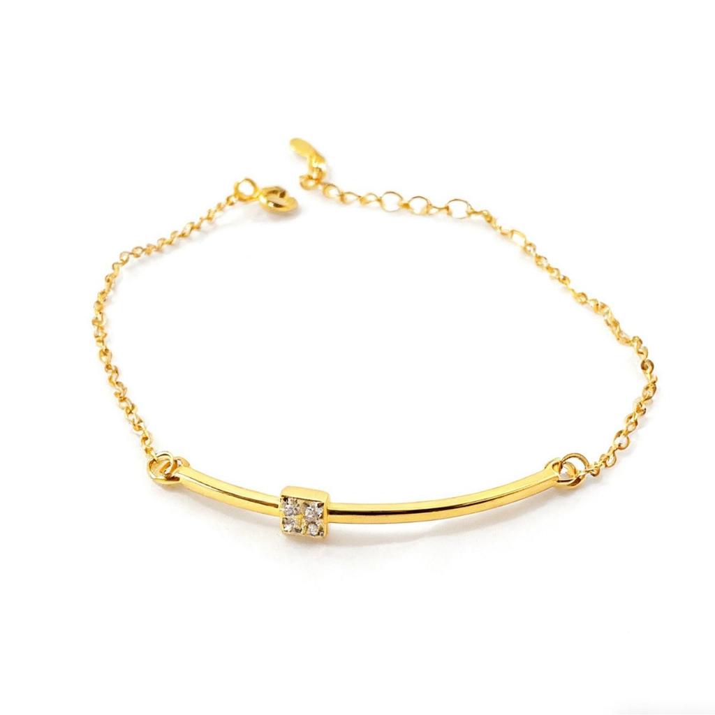 S925 Sterling Silver 18k Gold Plated Sugar Cube Bracelet with Zircon for Women