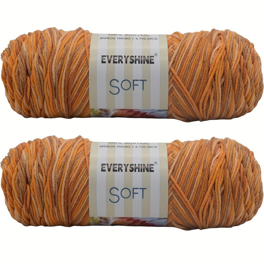 Soft Acrylic Yarn 2-Pack 190 g/pc 5Ply Medium Weight  Multicolor Yarn for Knitting, Crochet & Crafts - Ideal for Sweaters