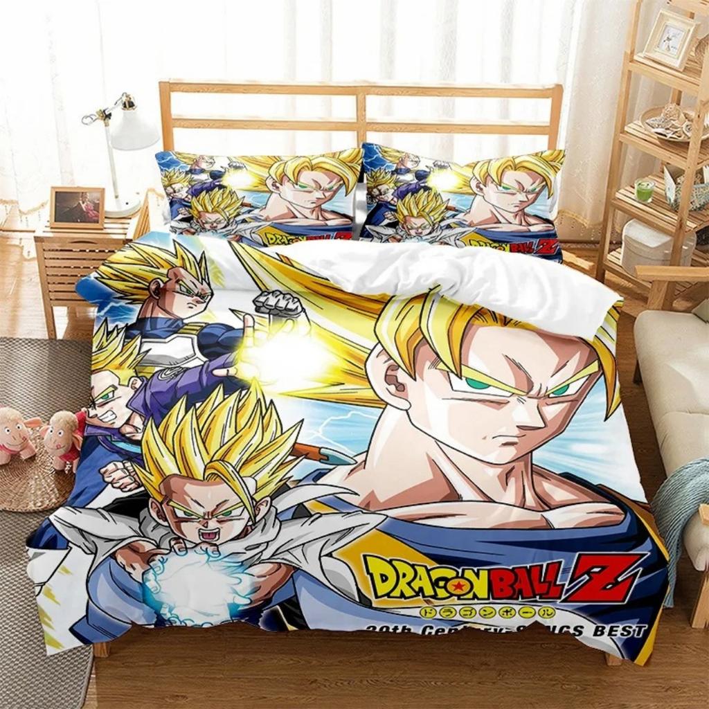 Japanese Anime Dragon Ball Bedding Set Goku Duvet Cover Comforter Bedclothes Single Twin Full Queen Size 3D Kids Adult Boys Gift