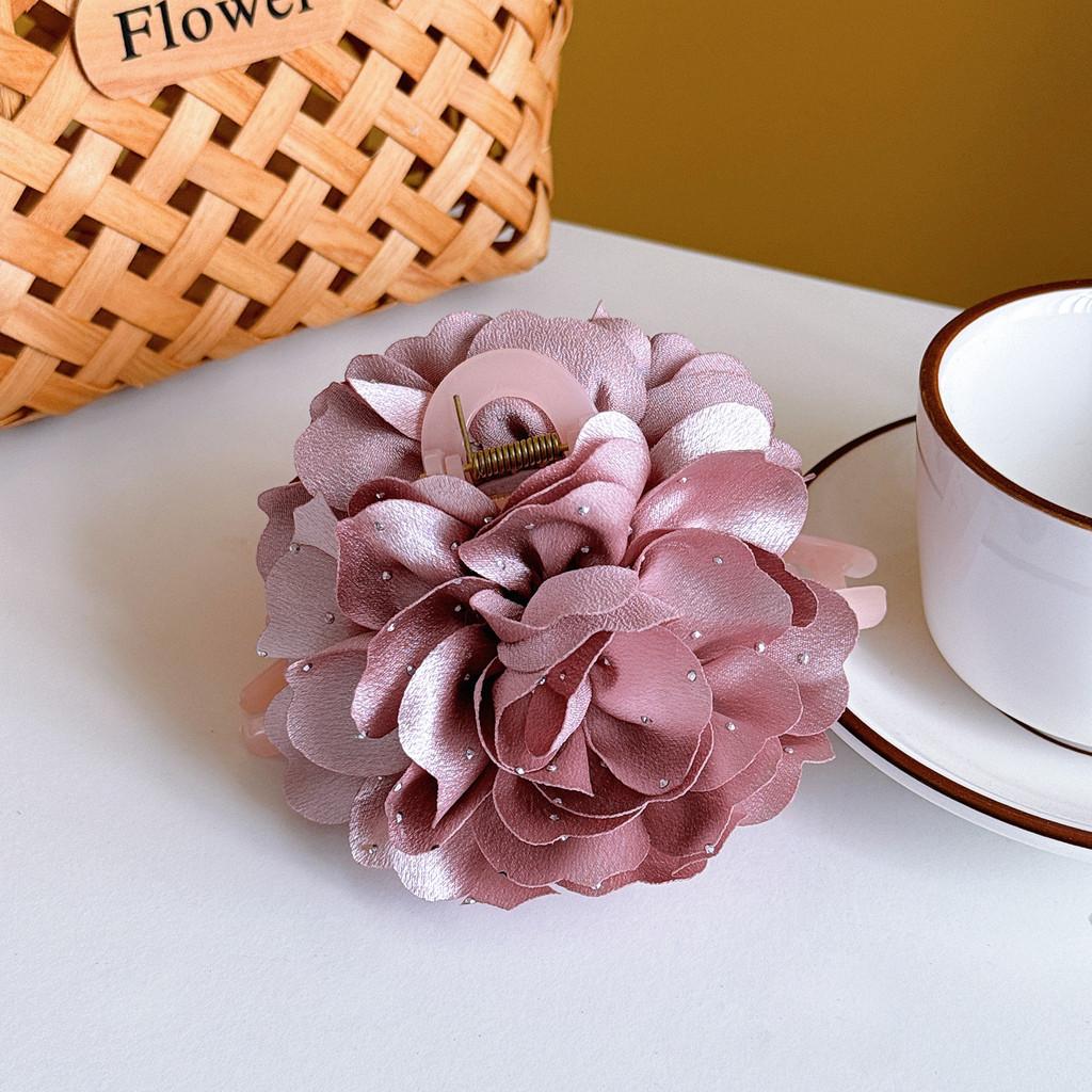 

Большой заколка-краб для волос в виде цветка розы розового, фиолетового, черного, красного и бежевого цвета для элегантных леди Pink Purple