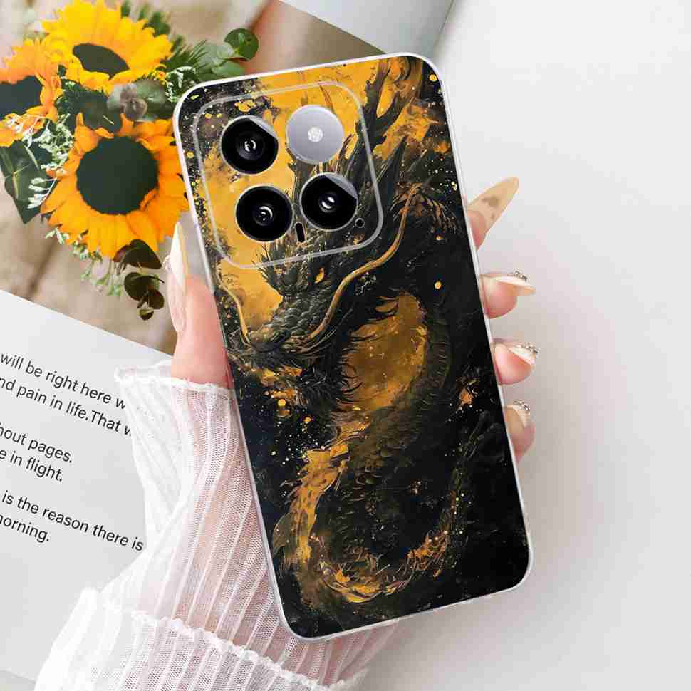 For Xiaomi Mi 14 5G 23127PN0CC Case Fashion Dragon Butterfly Silicone TPU Cover For Xiaomi Mi14 5G 6.36" 23127PN0CG Phone Shell