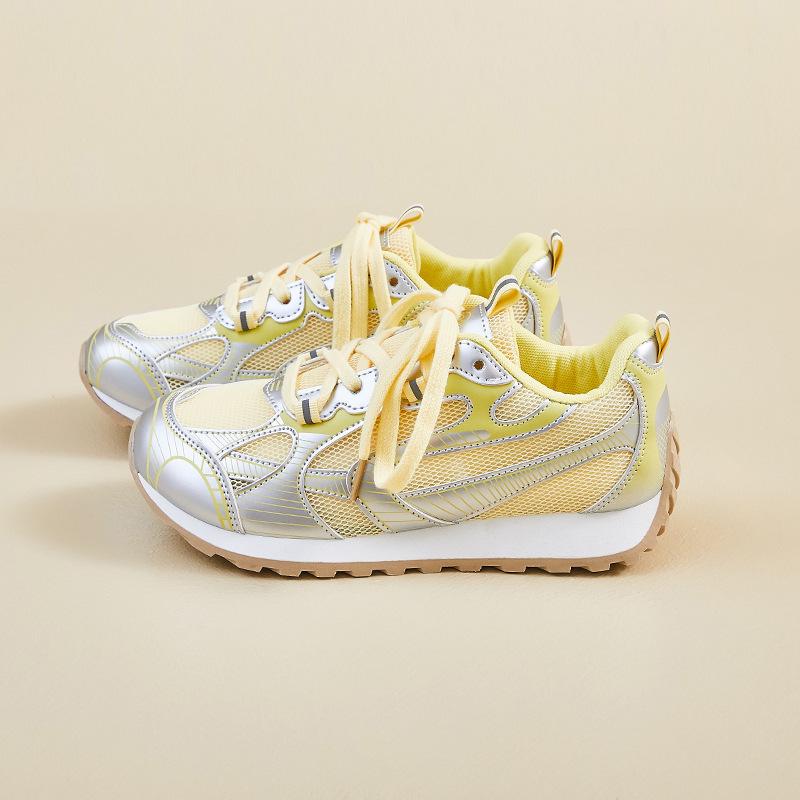 

Новые корейские женские спортивные кроссовки с поддержкой свода стопы - мягкие эластичные амортизирующие нескользящие не утомляющие ноги сетчатые дышащие кроссовки на платформе для повседневной носки 40 жёлтый
