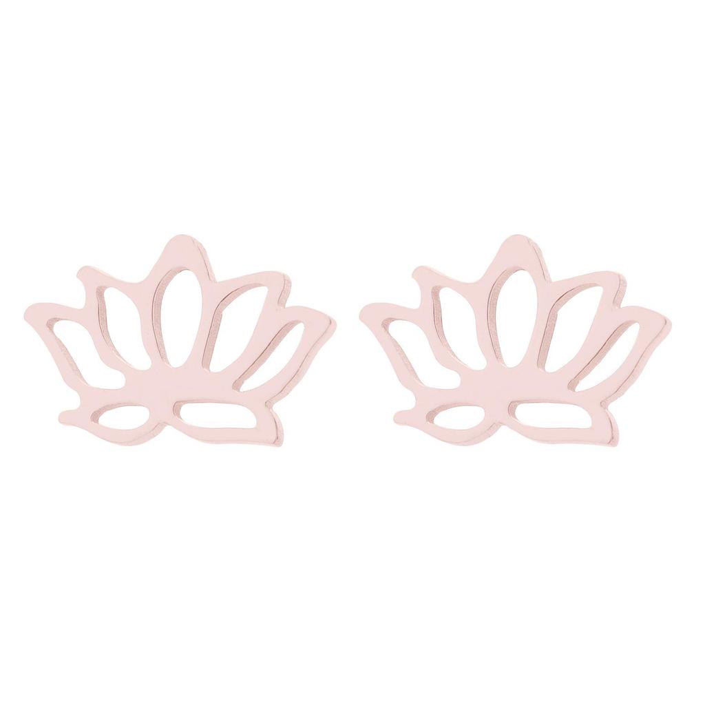 Stainless Steel Petal Earrings - Simple Lotus Flower Design, Elegant Hollow Ear Bone Studs