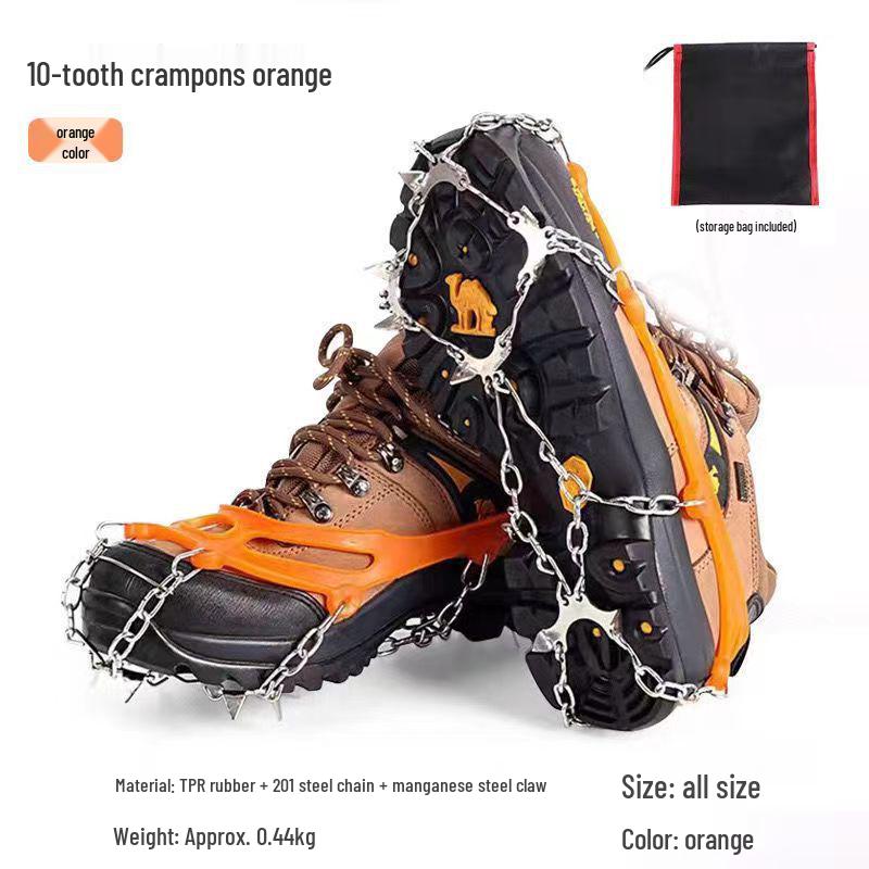 Crampones de Hielo de Acero Inoxidable de 8/10 Dientes para Exteriores: Cubiertas antideslizantes para raquetas de nieve para escalada y senderismo