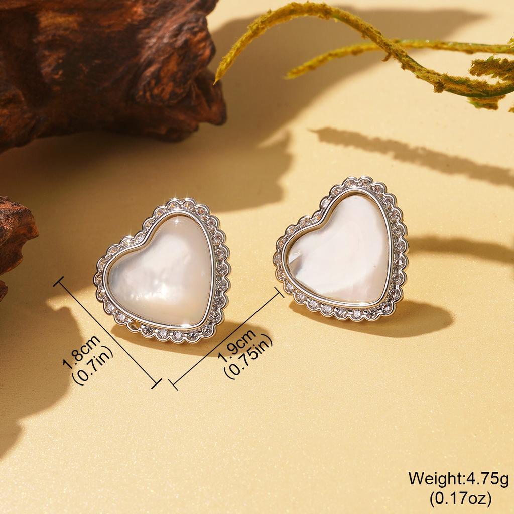 Niche Design Sense Geometric White Shell Square Zircon Earrings New Summer Geometric Earrings Niche Temperament Earrings