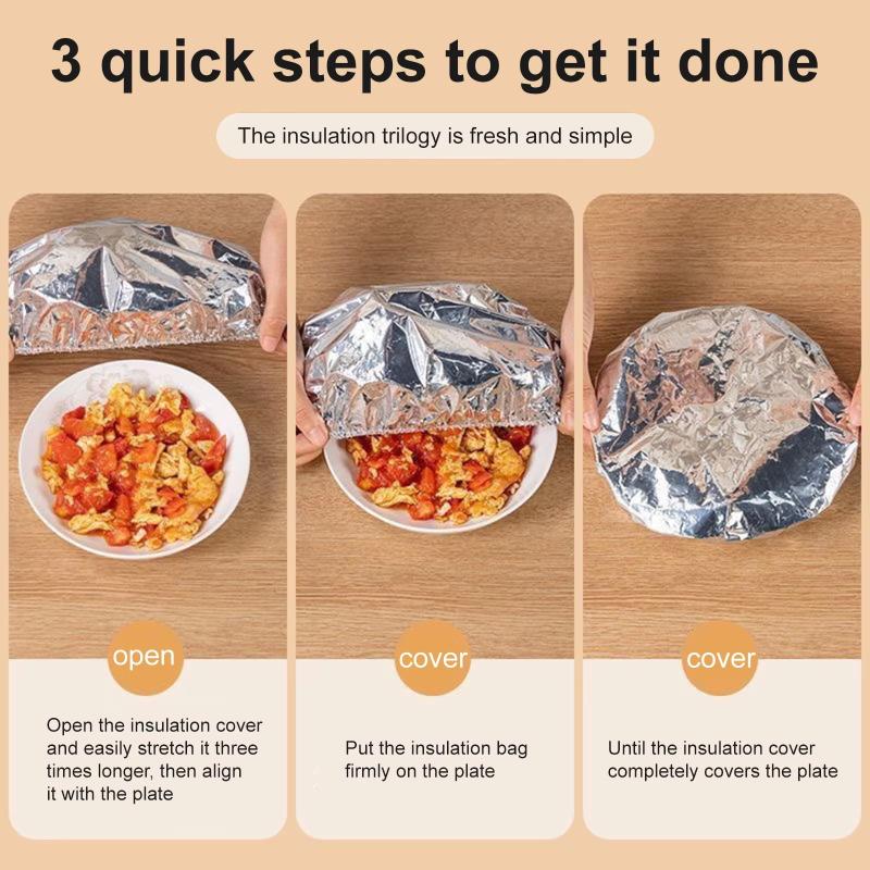 50Pcs Aluminum Foil Film Food Cover Elastic Disposable Food Grade Covers Fresh-Keep Lid Fruit Vegetable Storage Saran Wrap