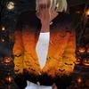 Women's Halloween Print Long Sleeve Knit Cardigan with Button Front