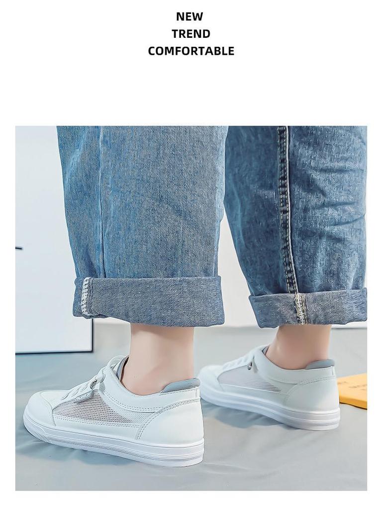 White Children's Canvas Shoes, Spring/Summer 2025: Trendy, Versatile, Breathable Mesh