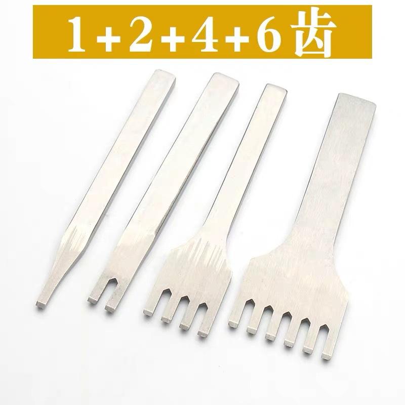 1/2/4/6 Teeth Stainless Steel Leather Stitching Punching and Chop 3mm Teeth Width Suitable for Belt Wallet DIY Leather Making