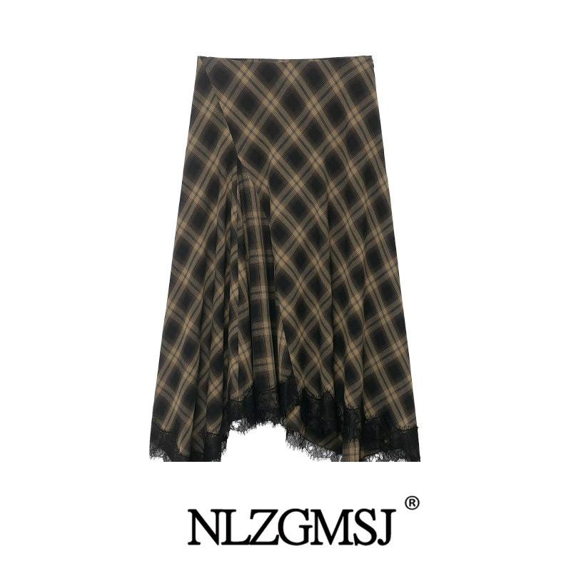 European & American Style Plaid Lace Skirt - Versatile Fashion 2025 Medium