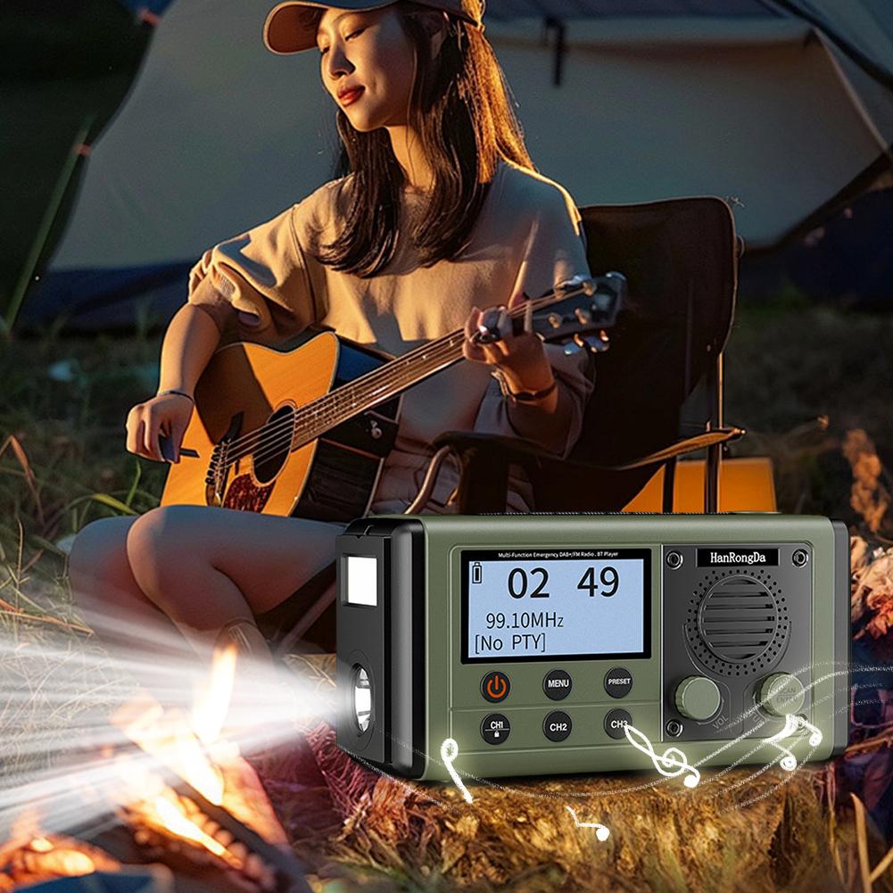 10000mAh Portable Emergency Radio with Speaker Solar/Hand Crank Charging Survival Radio W/ Flashlight SOS Alarm Headphone Jack