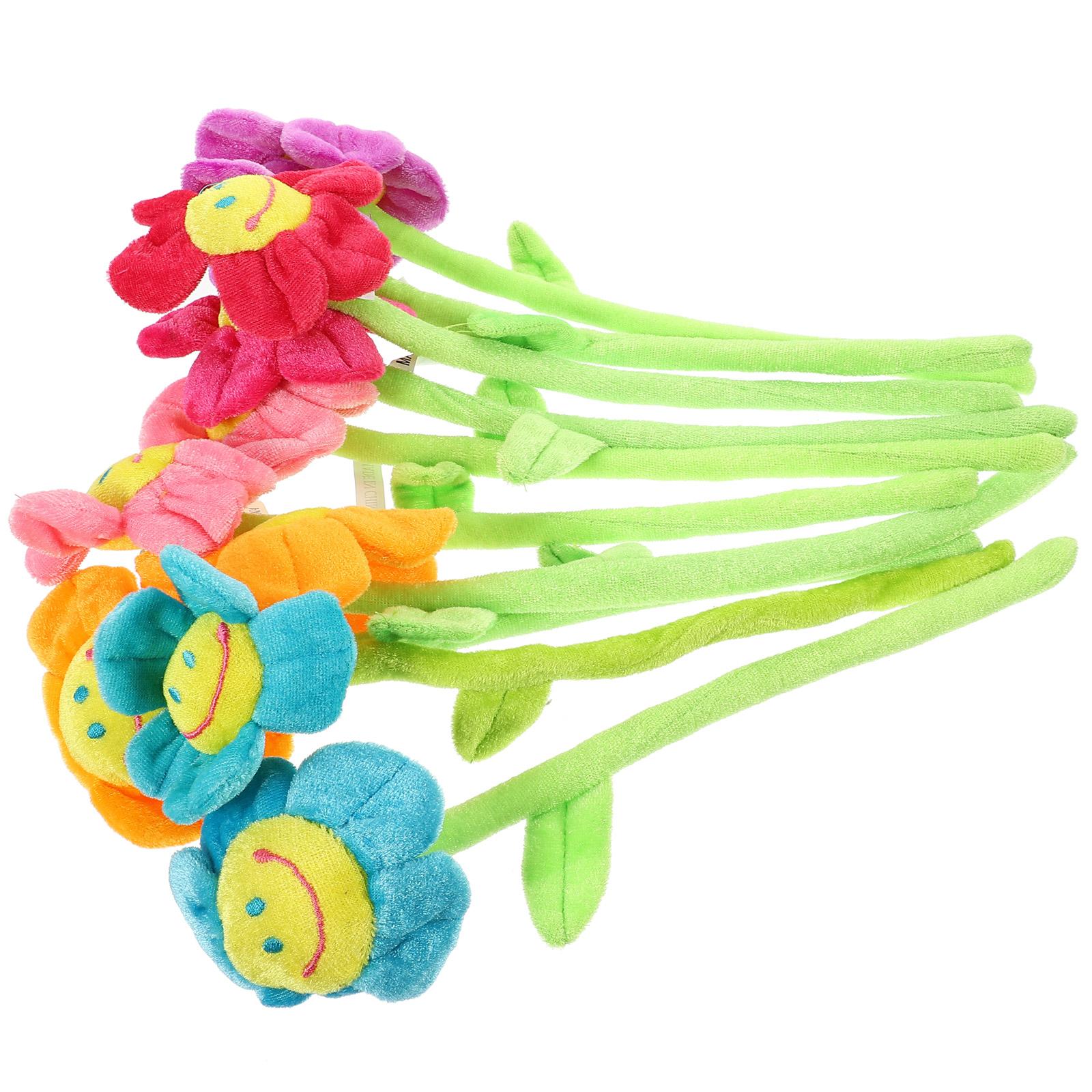 

Plush Flowers , 32cm Long Bendable Stems Assorted Colors Happy Smiles Sunflowers Gift for Boys and grils