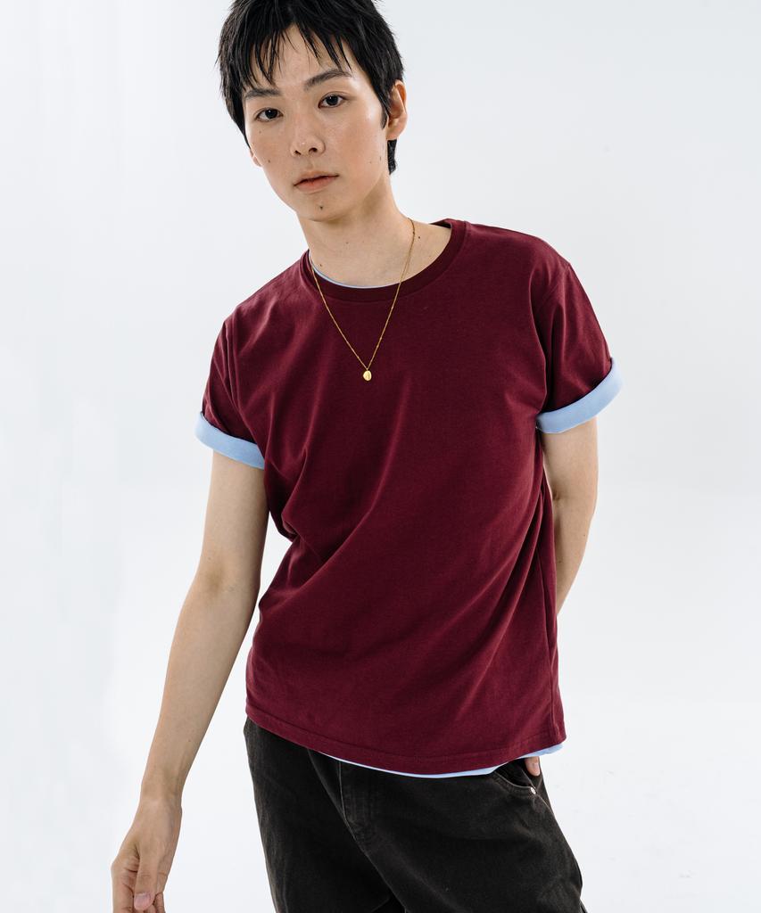 BASEMOMENT Layered Essential T-Shirt Wine