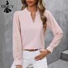 Women's Fashion Casual Spring Autumn Solid Color Print Long Sleeve V-Neck Blouses & Shirts