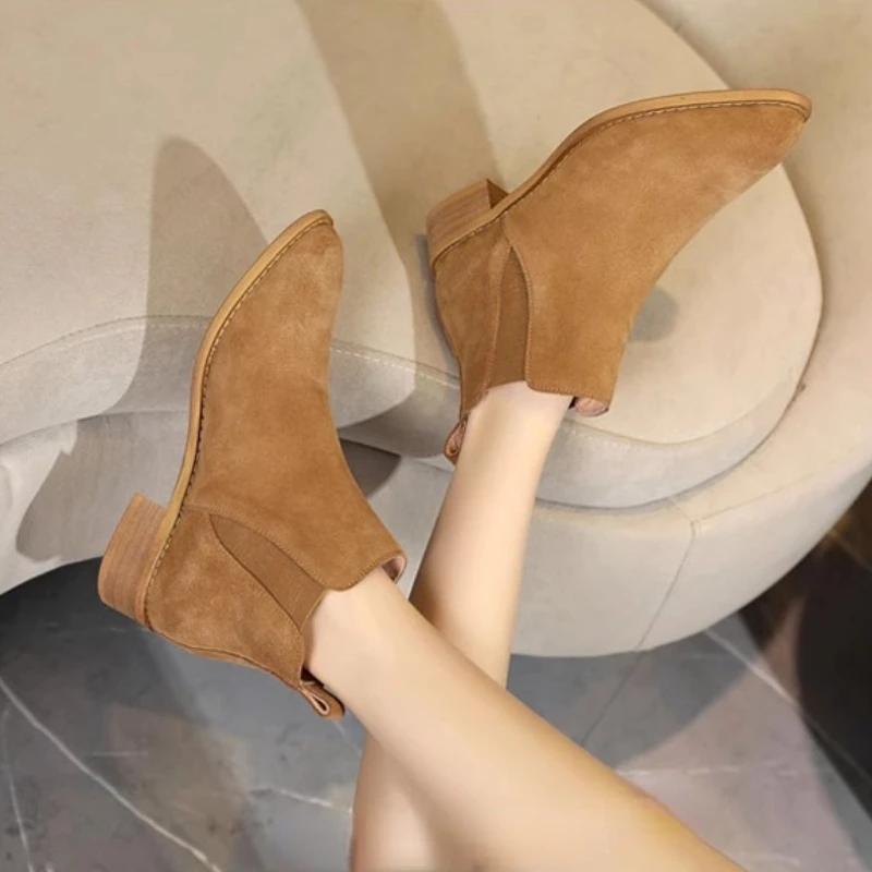 

Fashion European and American Plus Size Women s Boots 2024 New Solid Color Short Tube Side Zipper Comfortable and Simple Women s Boots 36 коричневый