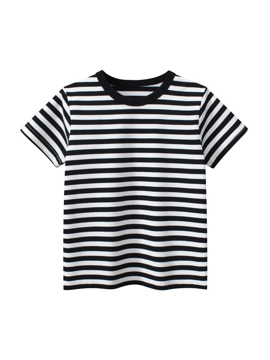 27kids Summer Striped Short Sleeve T-shirt for Children 90cm грязно-белый