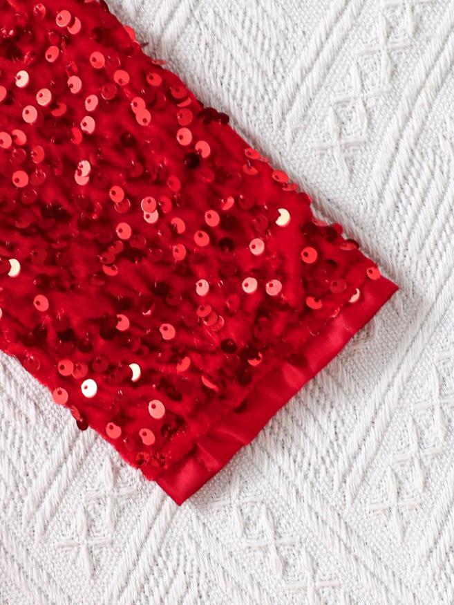 European & American Children's Elegant Sequin One-Shoulder Bow Princess Dress