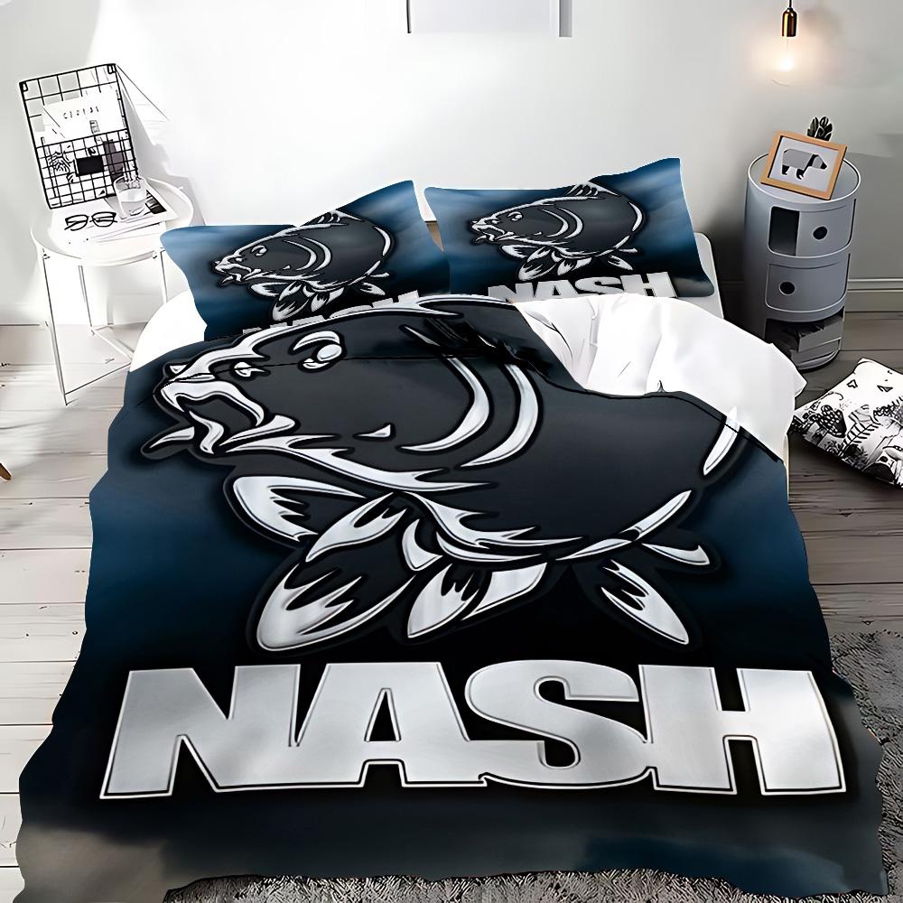 Nash Fishing Logo Bettbezug Kissenbezug Bettwäscheset Erwachsener Junge Mädchen Schlafzimmer Dekoration Kinder Geschenk Einzel Doppel Große Größe
