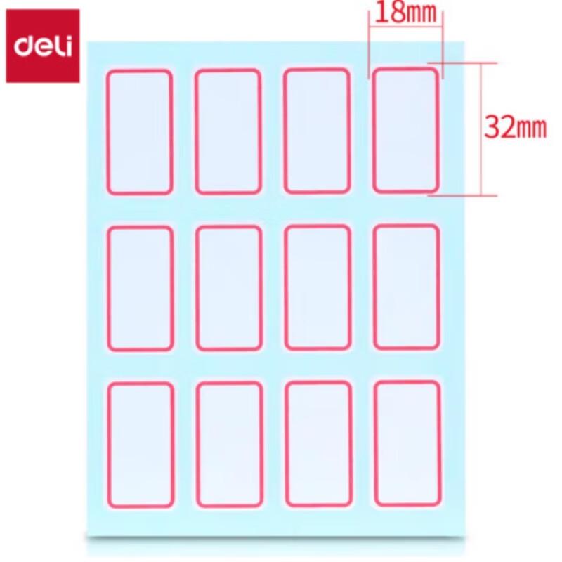 Deli Red Border Self-Adhesive Labels