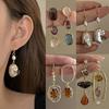 Korean Style Crystal Pendant Earring Colorful Crystal Antique Drop Earrings