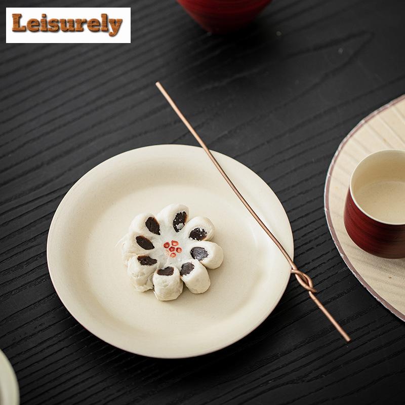 Handamade Hawthorn Red Ceramic Pot Bearing Holder Ancient Dry Brew Table Tea Tray Refreshment Fruit Plate Tea Items Decoration