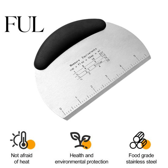 Effortless To Use Dough Cutter Stainless Steel Bench Scraper Double-scale Design Pastry Non-Slip Handle Tool for Home Food-grade