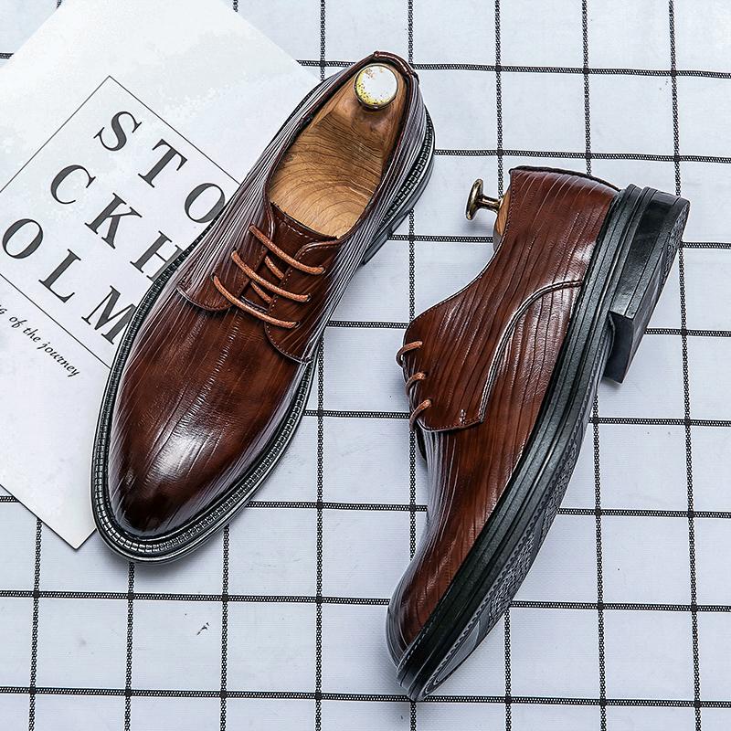Men's Genuine Leather Business Shoes Lace Up Banquet Dress Shoes Non Slip Men's Casual Leather Shoes Pointed New Wedding Shoes