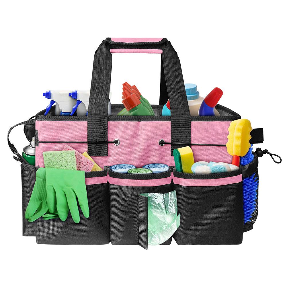 Cleaning Supplies Organizer Large Capacity Storage Tote Bag Oxford Cloth Tool Handbag Under Sink Car Cleaning Tool Organizer Bag