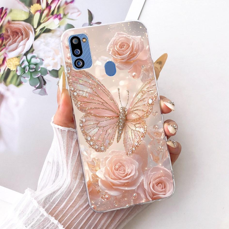 For Cover Samsung Galaxy M21 2021 Phone Case SM-M215G Shell Fashion Flower Soft Silicone Clear Cover For Samsung M21 2021 Fundas