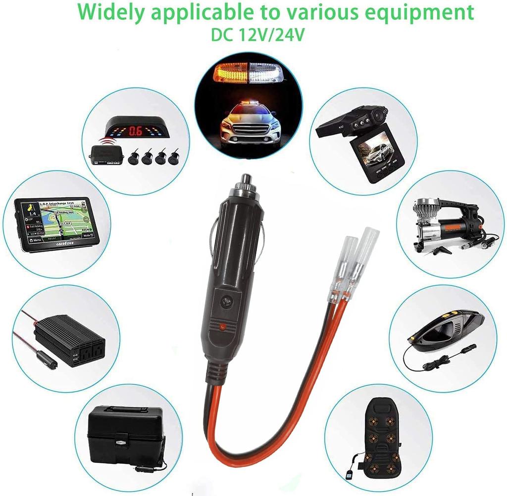 Dongge Autoersatz / 24V Zigarettenanzünderstecker mit Kabel und Einzelkopfanschluss zur Verkabelung Zigarettenanzünder DIY Stromkabel