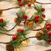 FUNPENY Christmas PineCones String Lights, 6.56Ft 20 LED Pine Needles Red Berries Fall Light Garland, Indoor Outdoor Decor for Thanksgiving Christmas