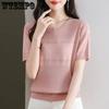Summer New Round Neck Short Sleeve T-shirt for Women Loose and Versatile Hollow Knitted Bottom Top