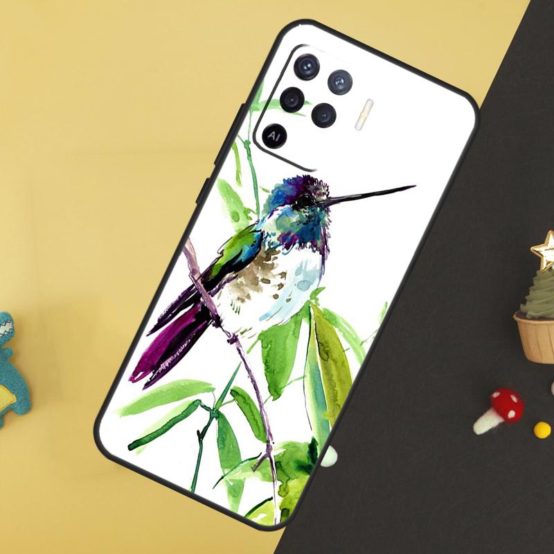 Hummingbird and Flowers Case For Oppo A60 A80 A40 A15 A16 A17 A57 A94 A74 A54 A76 A96 A18 A38 A58 A78 A98 A5 A6 Pro