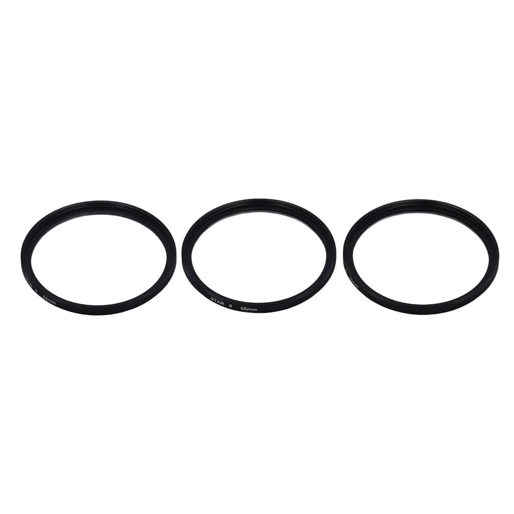 3PCS 55mm Star Filter 4 Points 6 Points 8 Points Starburst Lens Filter with Storage Pouch for DSLR Cameras