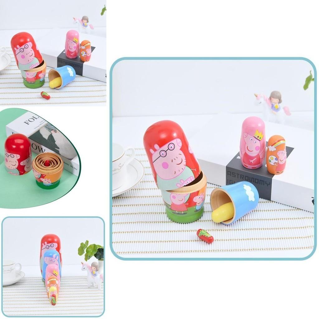 Niedliches Peppa Pig Matrjoschka-Puppenset mit 6 handbemalten Schichten