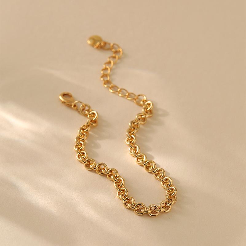 Gold Plated Amethyst Color Rectangle CZ Link Bracelet With Extension Chain