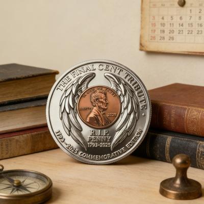 Yousheng 1/2/3/4/5Pcs Final Cent Tribute Coin R.I.P. Penny Souvenir Coin Historic Collectible Token History Buffs Collectors Enthusiasts Keepsake Gift