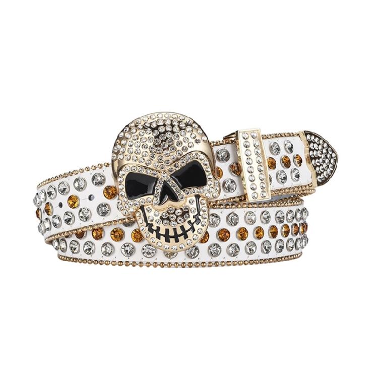 Elegant Crystal Belt Woman Elegant Skull Studded Waiststrap Goth Decorative Belt