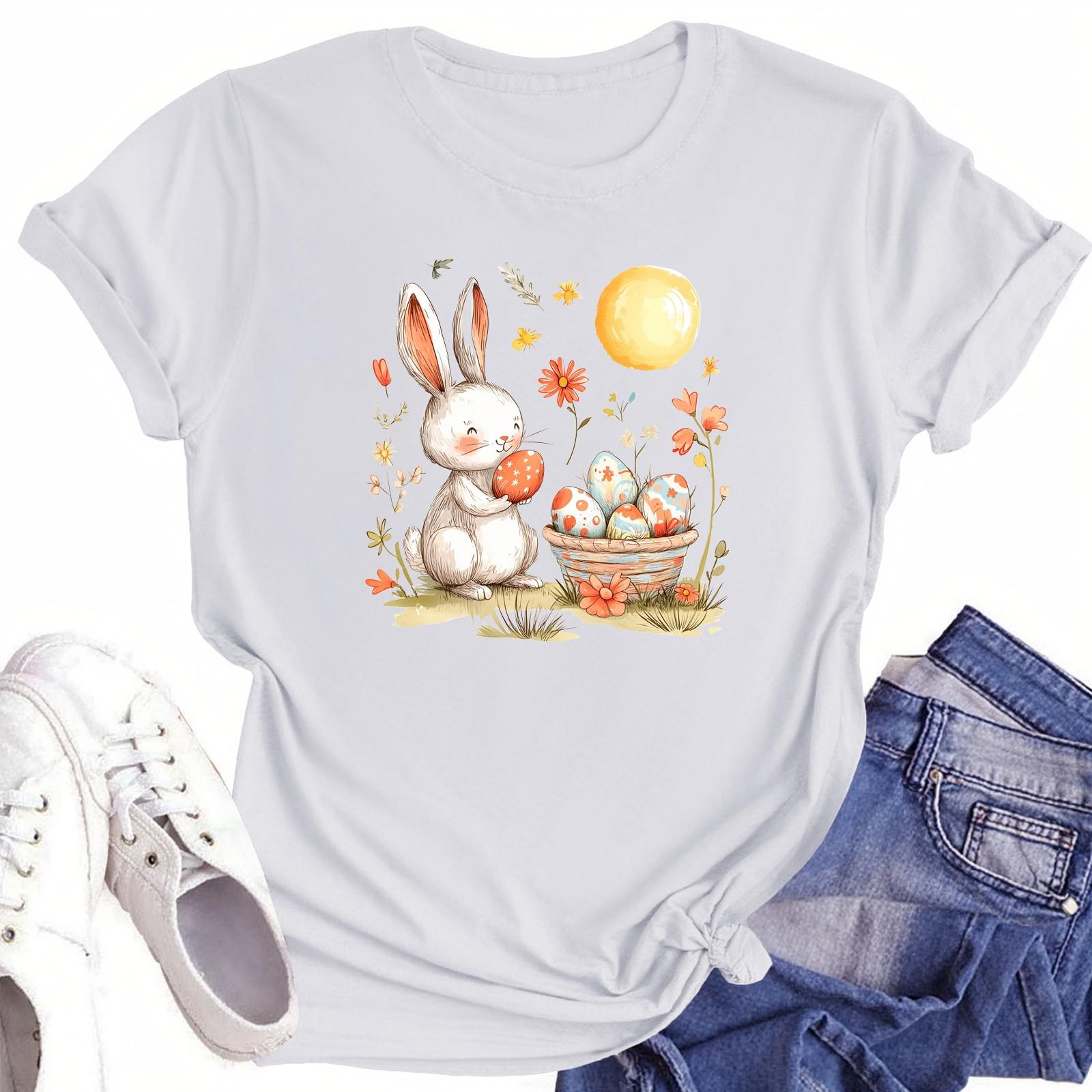 

Жіноча повсякденна футболка з круглим вирізом і короткими рукавами XL білий